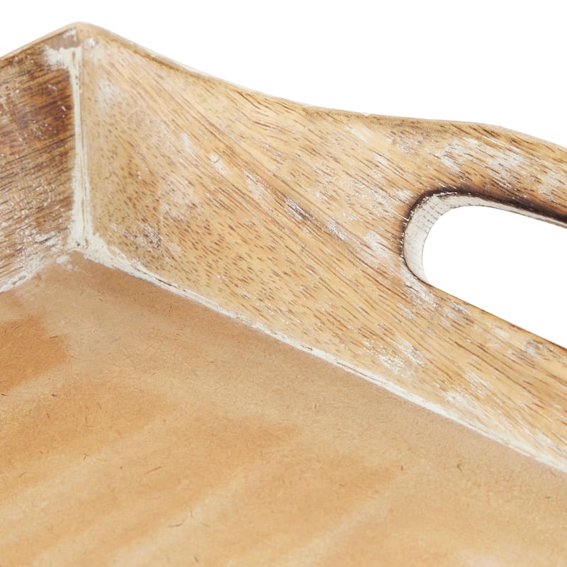Wooden Tray - Set of 2 Brown - Roche River Decor - 14"W x 18"L x 3"H