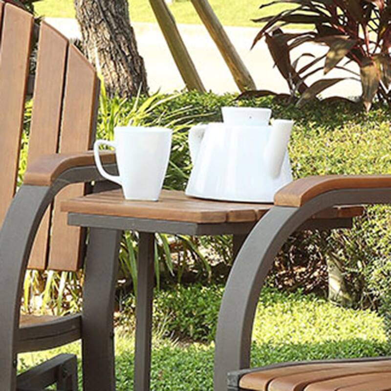 Liro Country Oak Metal 3-Piece Rocking Conversation Set by Furniture of America