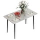 preview thumbnail 1 of 16, 6 Seater Kitchen Dining Table Modern Marble Tabletop Rectangular with Tapered Metal Legs High Gloss White