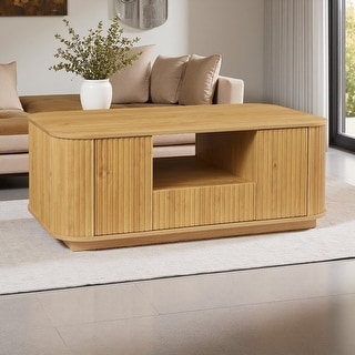 46" Oval MDF Coffee Table with Drawers and Storage Compartments - Bed ...