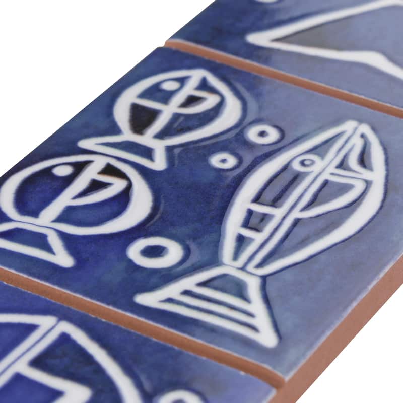 Merola Tile Captain Aquatico Deep Blue 2" x 7-7/8" Ceramic Wall Trim - (1 Tile)