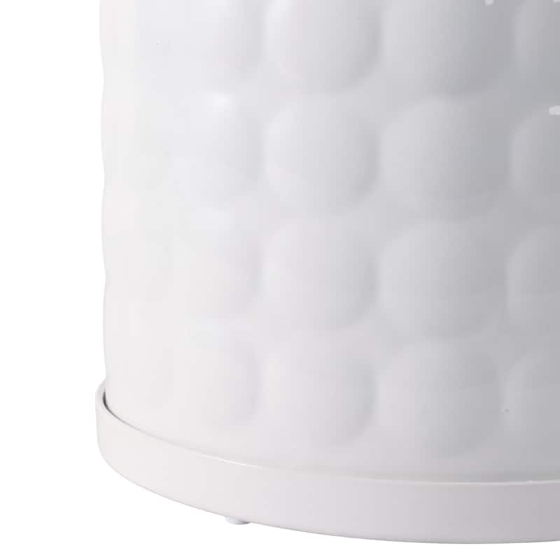 Plant Pot Set of 2 - White Ceramic Round Bubble Garden,7/9in
