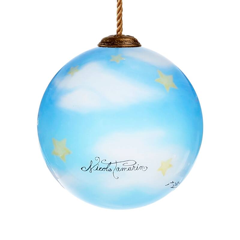 3" Blue White Little Boy Mouth Blown Glass Hanging Christmas Ornament