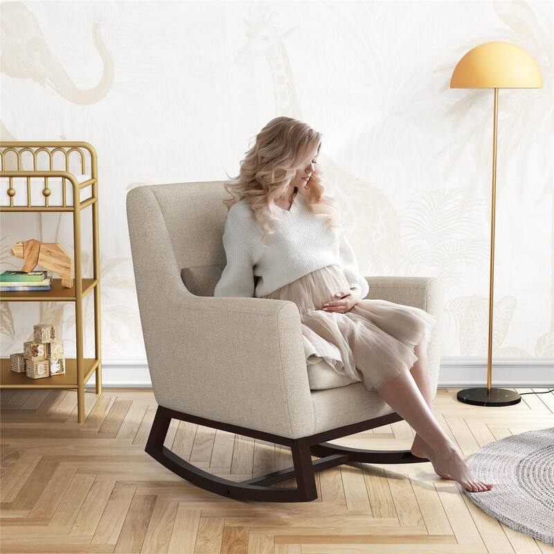 Little Seeds Sophie Mid-Century Rocker with Lumbar Pillow
