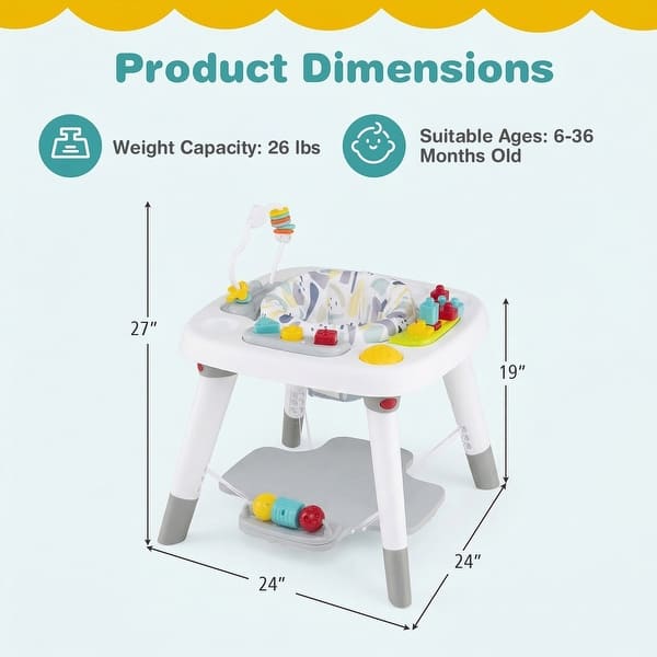 Gymax 6-in-1 Baby Activity Center w/Height Adjustable Board Detachable - Gray & White