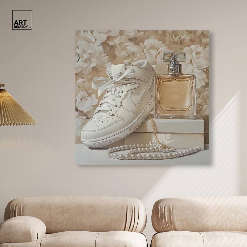 White Sneakers and Pearls Canvas by Art Remedy, Gallery Wrapped