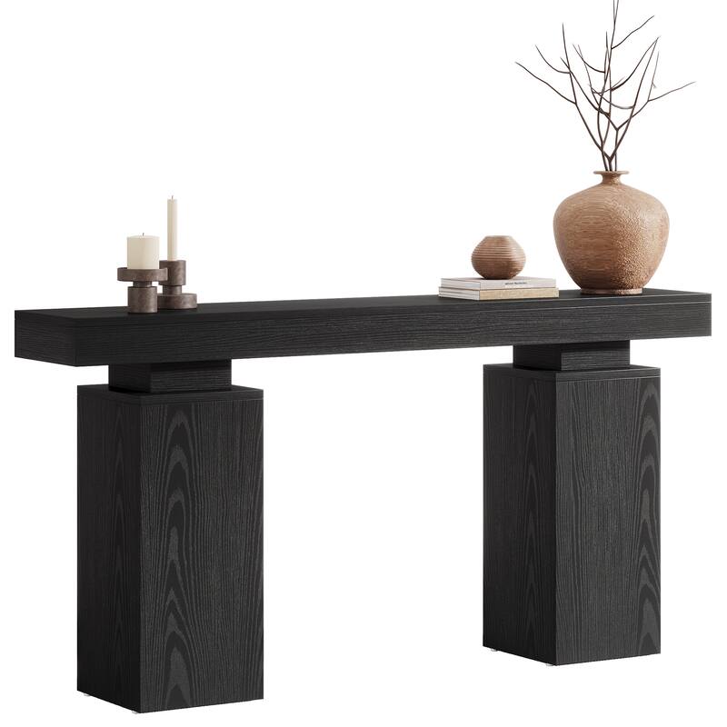63-Inch Long Console Table, Farmhouse Entryway Table Behind Couch
