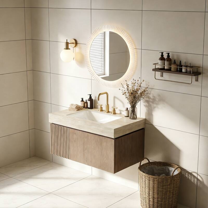 Mondern Floating Bathroom Vanity with 3 Pre-drilled Faucet Holes