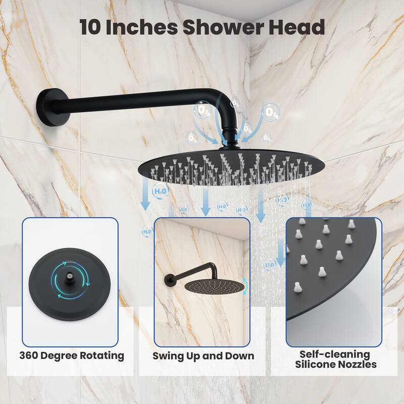 2-Spray 10-in Wall Mounted Fixed and Handheld Shower Head Set