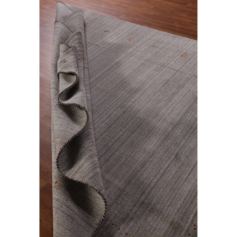 Hand Knotted Oriental 100% Wool Carpet Tribal Animal Pictorial Greys & Charcoal Gabbeh Area Rug - 9' 9'' X 8' 2''