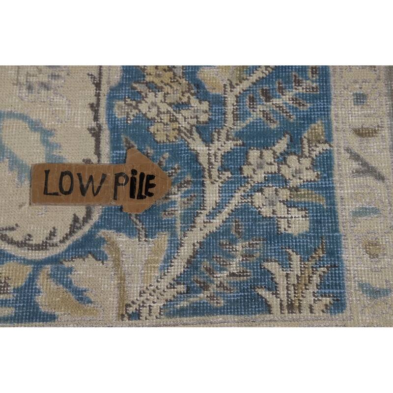 Traditional Floral Tabriz Persian Area Rug Handmade Beige Wool Carpet - 7'0"x 10'4"