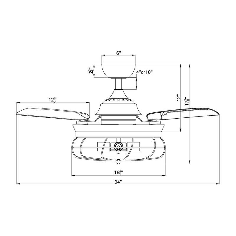 36-inch Matte Black Ceiling Fan with Light and Remote Control