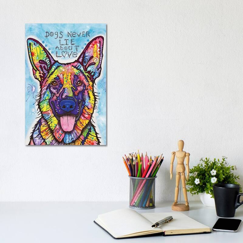 iCanvas "Dogs Never Lie About Love" by Dean Russo Canvas Print - 12x8x0.75