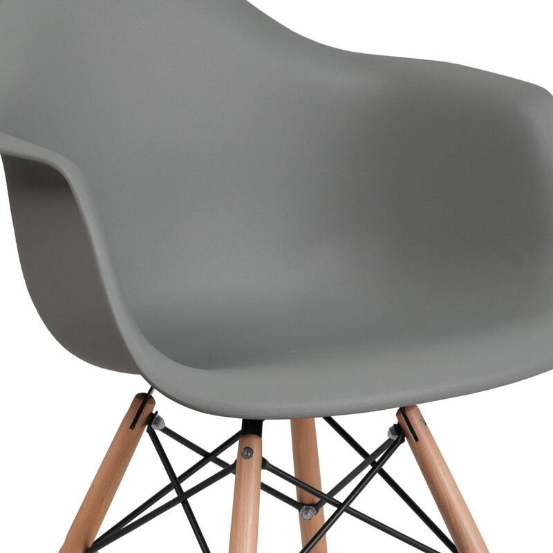 Plastic Chair with Arms and Wooden Legs