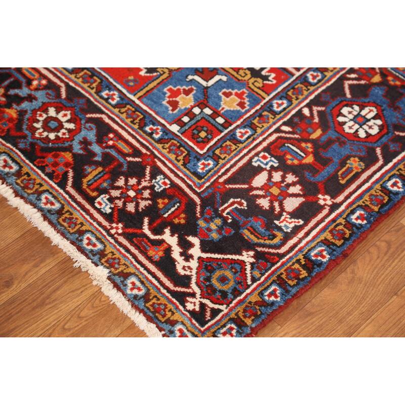 Hand Knotted Oriental 100% Wool Carpet Traditional Medallion Oranges & Rust Heriz Area Rug - 9' 11'' X 6' 6''