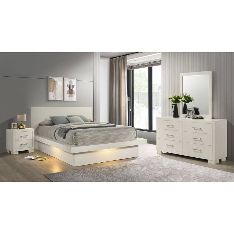 Jessica 4-piece Platform Bedroom Set with LED Light - White - Queen