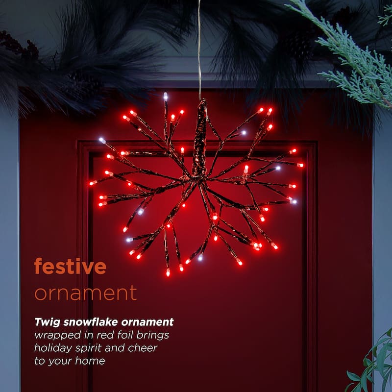 Alpine Corporation 10"H Indoor Christmas Snowflake Ornament with LED Lights