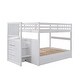 preview thumbnail 4 of 7, White Full Size Pine Wood Bunk Bed with Twin Trundle, Drawers, Storage Racks, and Staircase, Convertible Configuration