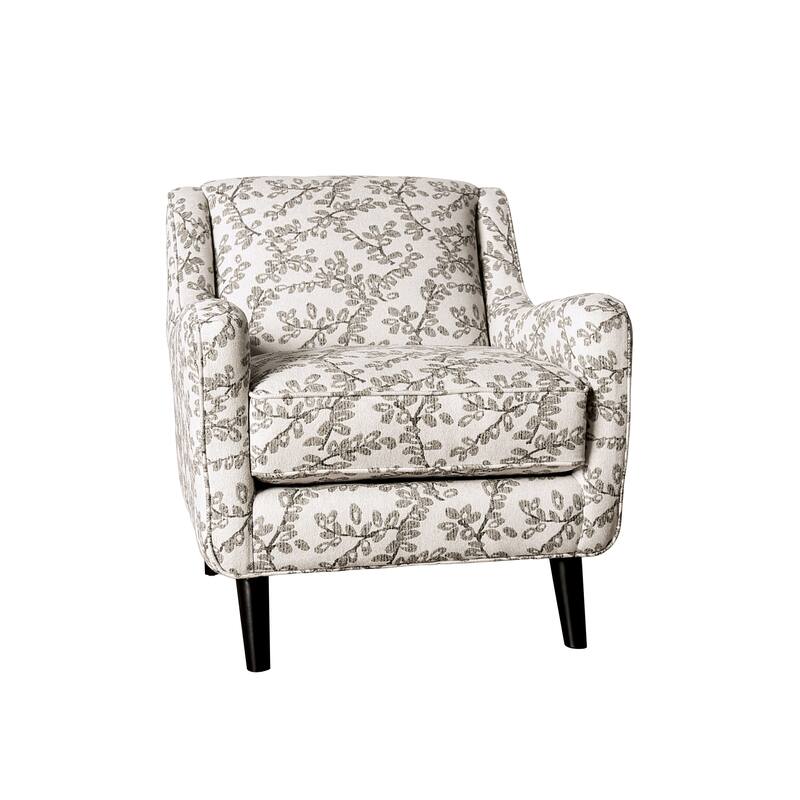 Feer Transitional Ivory Fabric Padded Floral Armchair by Furniture of America