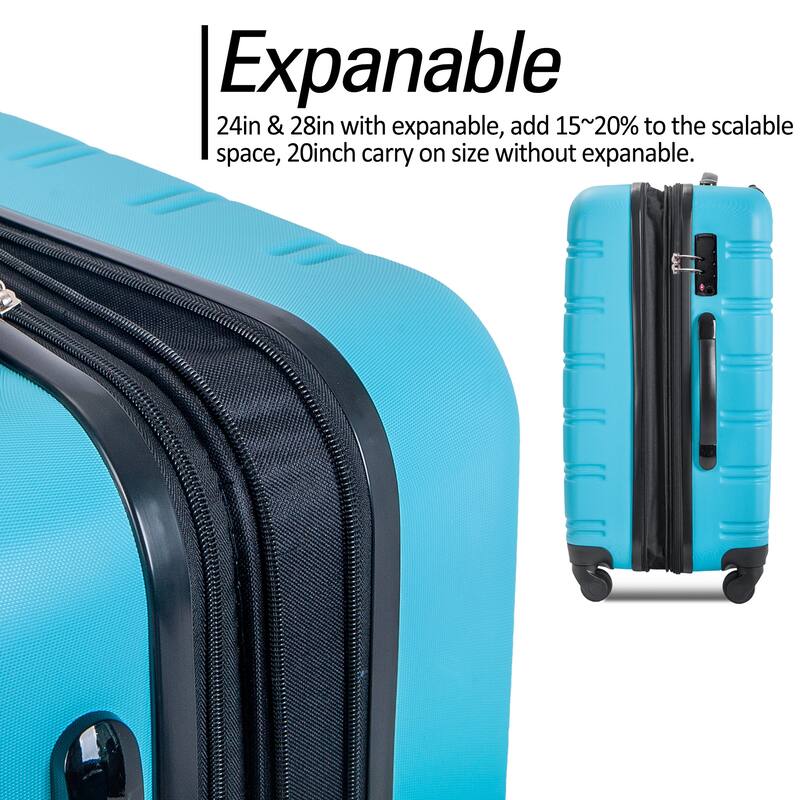 Hardshell Luggage Set 3-Piece with TSA Lock - 20", 24", 28" Spinner Suitcases, Lightweight ABS