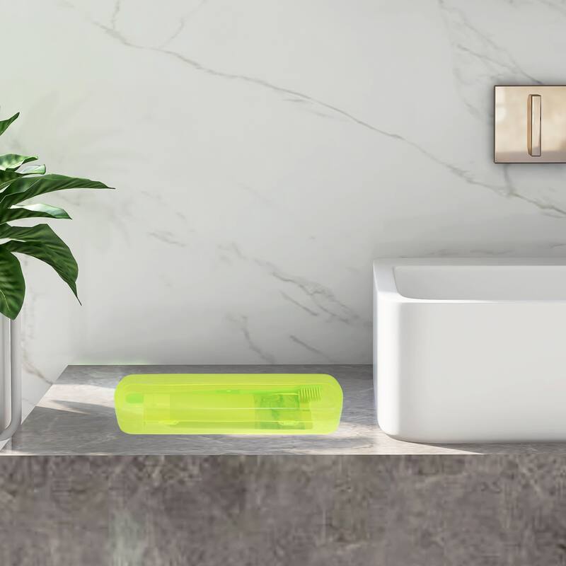 Toothbrush Travel Case, Plastic, Lightweight Traveling Toothbrush Holders Case, 2.17"x1.38"x8.07" - Yellow