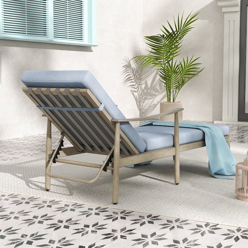 2-Piece Aluminum Patio Chaise Lounge with Side Table and Cushions