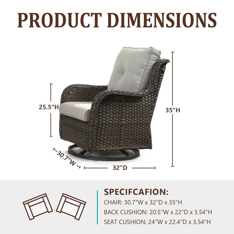 Gymojoy Wicker Swivel Glider Chair with Water-Resistant Olefin Cushions