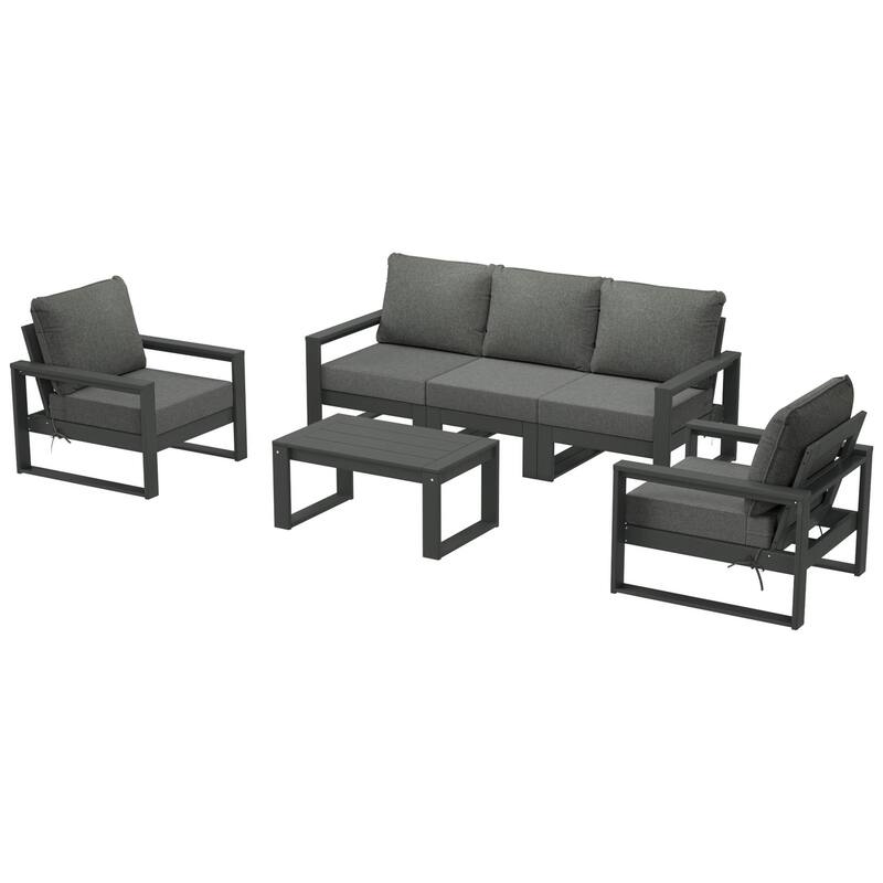 Endless Patio Sectional 6-Piece Deep Seating Set with Gray Frame - Gray