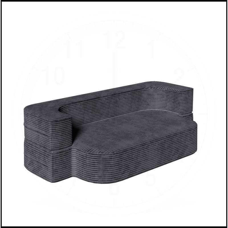 78.7 " W 2-in-1 Plush Corduroy Foldable Sofa