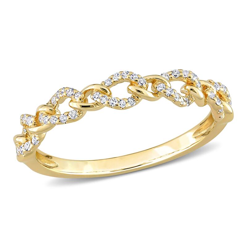 Miadora 1/6ct TDW Diamond Stackable Curb Link Ring in 10k Yellow Gold