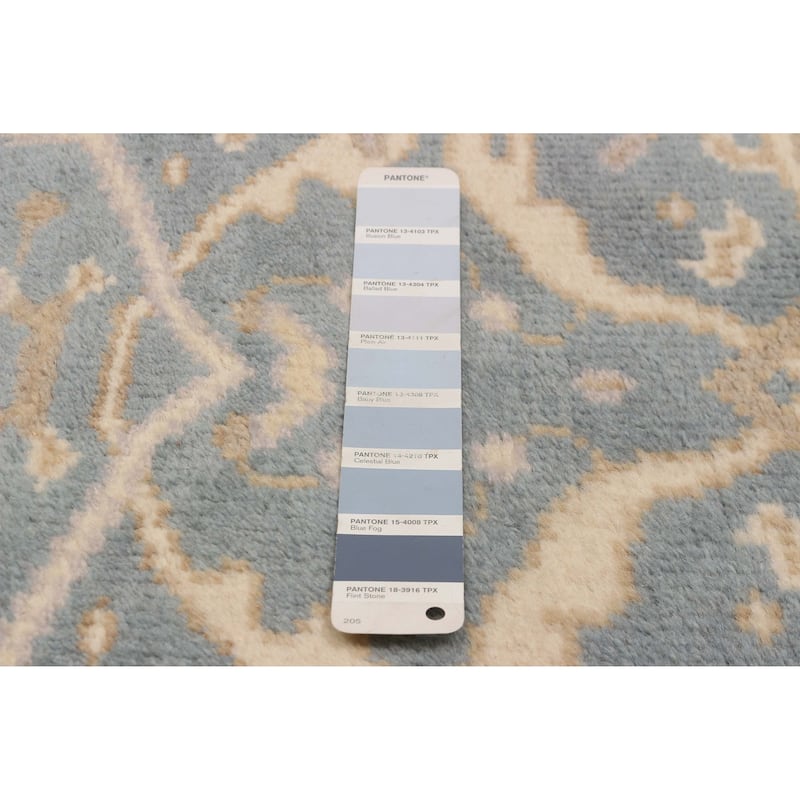 ECARPETGALLERY Hand-knotted Royal Oushak Light Denim Blue Wool Rug - 4'0 x 4'0