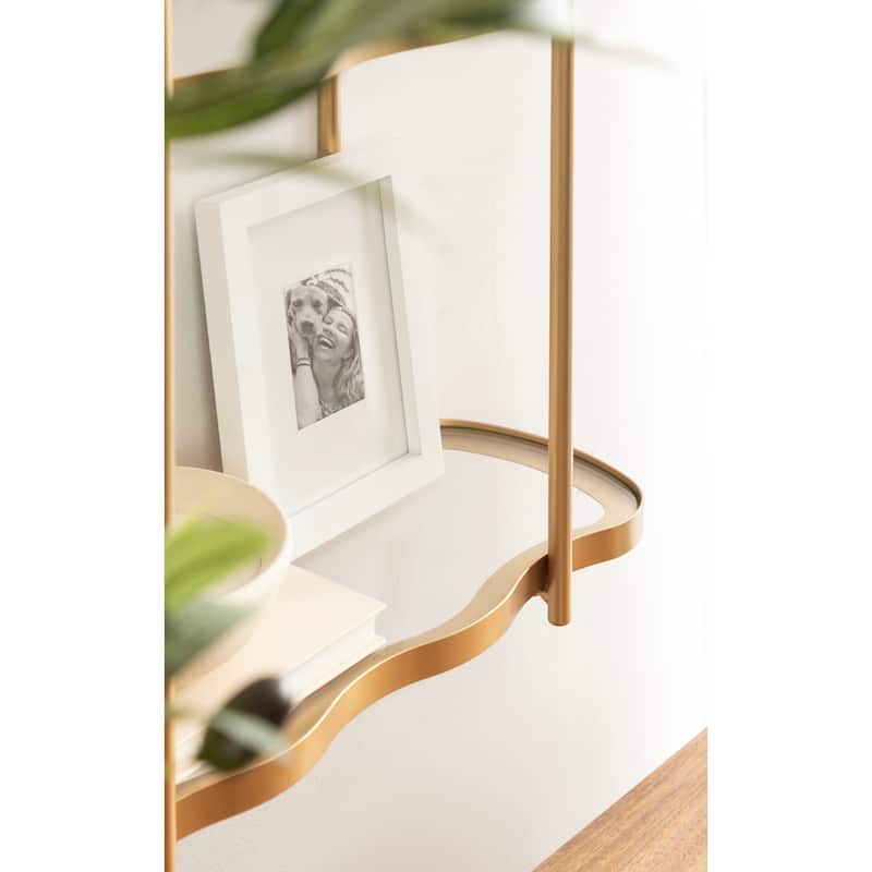 Kate and Laurel Curventi Tiered Wall Shelf Glass and Metal - 21x8x28