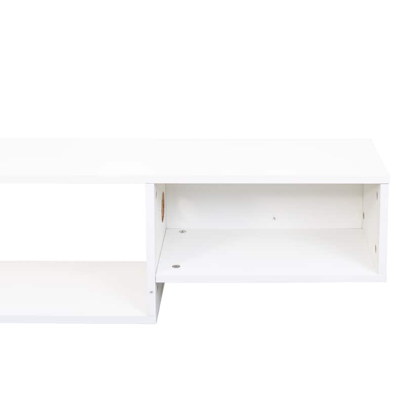 65.35-Inch Wall-Mounted Floating TV Stand – 20-Color RGB LED Backlighting & Built-in Wireless Charging Station