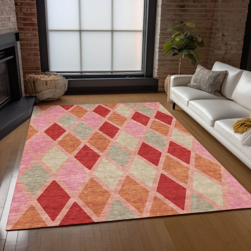 Machine Washable Indoor/ Outdoor Chantille Prism Diamond Rug