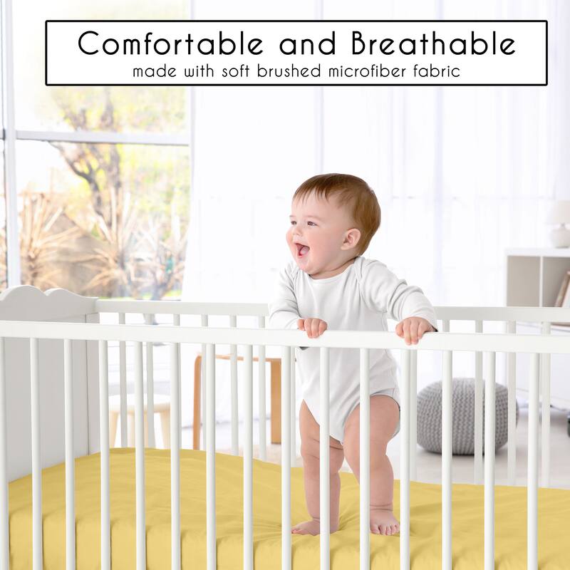 Sweet Jojo Designs White and Yellow Boho Sun Boy, Girl Unisex/Gender Neutral 2 Pack Fitted Crib Sheets -Solid Mustard, Celestial