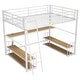 preview thumbnail 14 of 14, 61"H White Full Size Loft Bed with Open Frame Desk, Two 2-Tier Storage Shelves