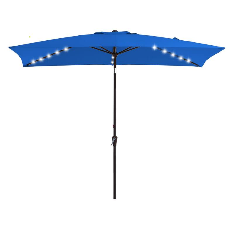 6.5*10ft Rectangular Patio Market Umbrella with LED Lights,Crank & Tilt