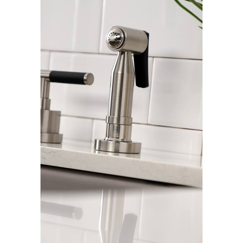 Kingston Brass Kaiser Widespread Kitchen Faucet with Brass Sprayer