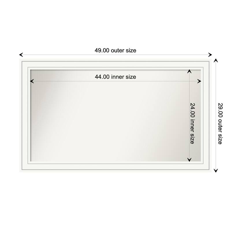 Craftsman White Framed Non-Beveled Custom Wall Mirror, Bathroom Vanity Mirror - Outer Size: 49 x 29