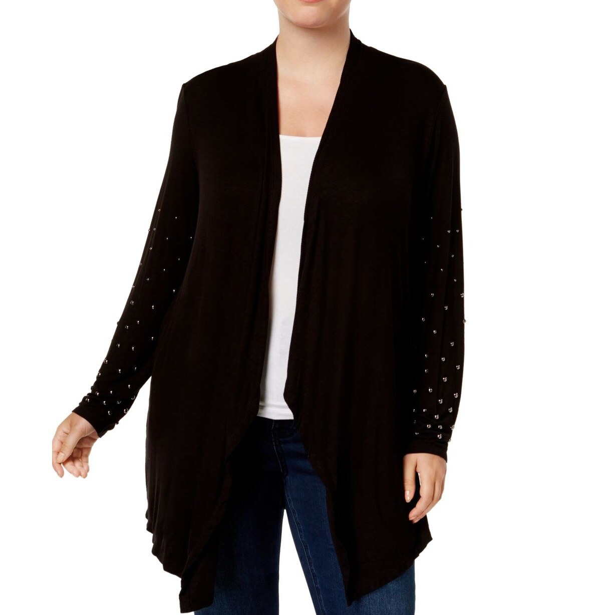Shop Inc Women S Sweater Black Size 1x Plus Studded Open Front