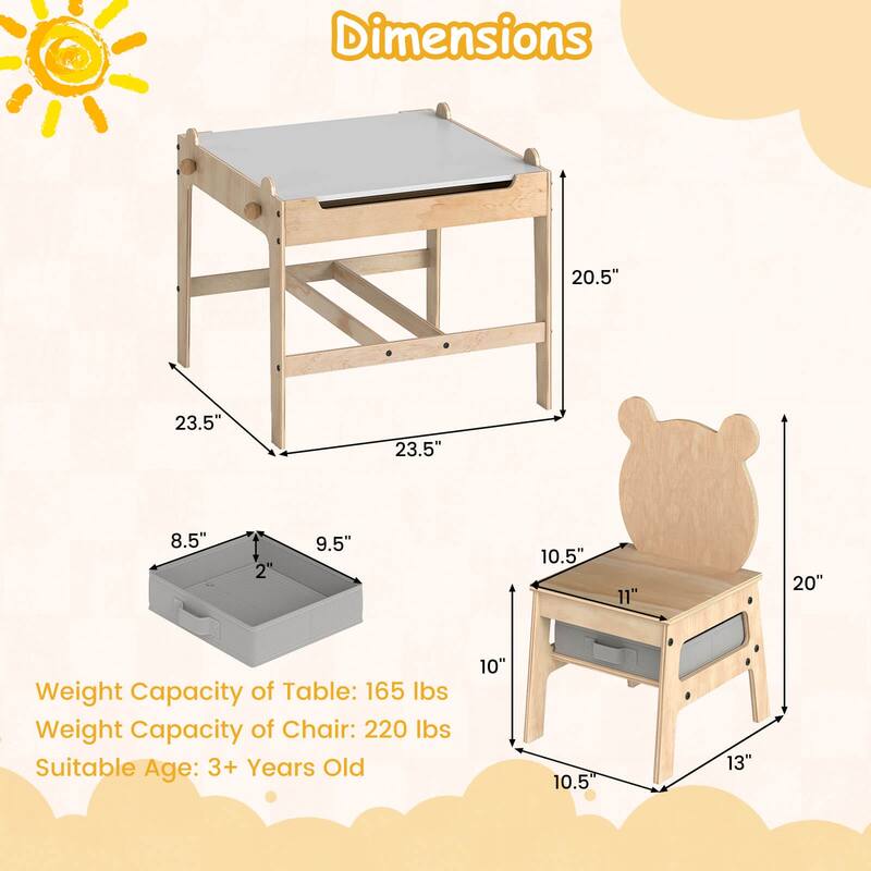 Costway Kids Table and Chairs Set 4 in 1 Children Activity Table with - See Details