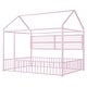 preview thumbnail 27 of 70, Metal House Bed with Metal Grid and Storage Shelves, Twin/Full Size Floor Montessori Bed with Roof Frame and Fence Guardrails