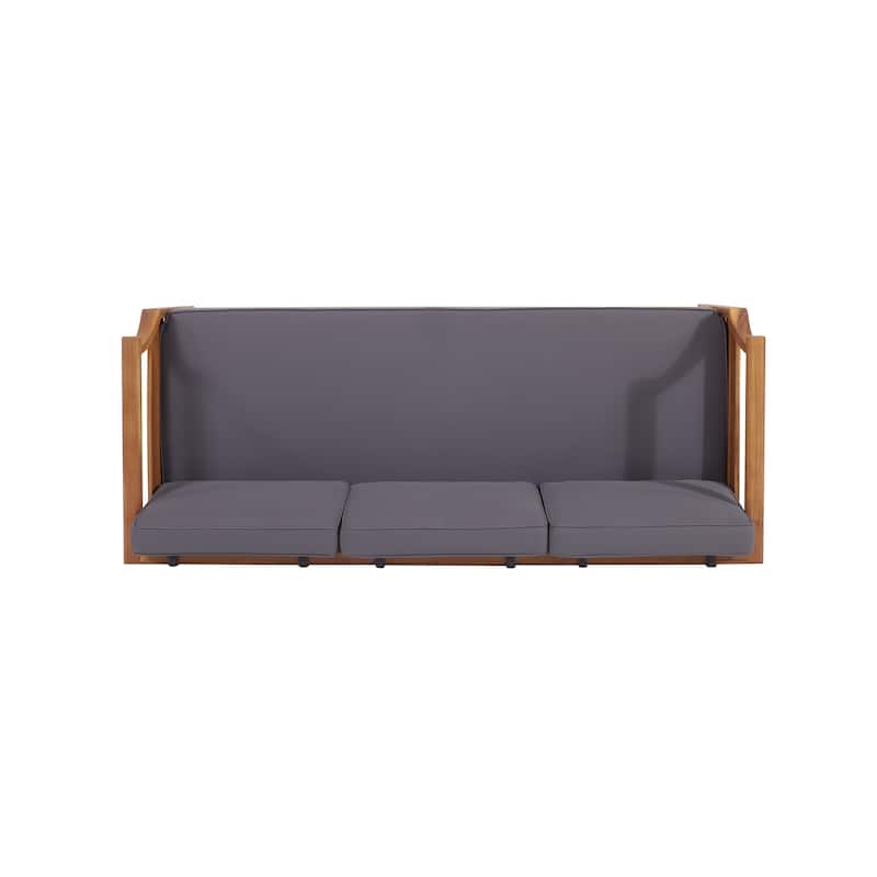 Aston Outdoor Acacia Wood 3 Seater Sofa by Christopher Knight Home