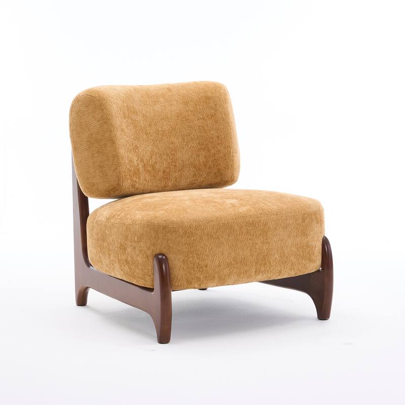 30"W Mid-Century Modern Accent Chair with Solid Wood Frame, Boucle Comfy Living Room Chair for Bedroom Lounge Reading Room