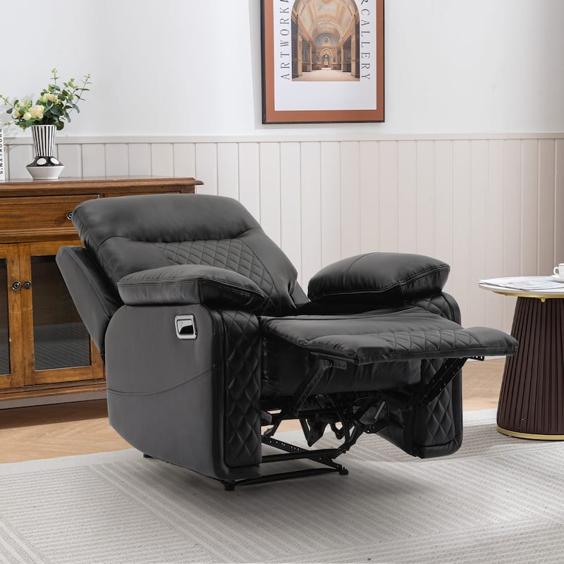 Home Theater Seating Manual Recliner with Overstuffed Back and Armrests