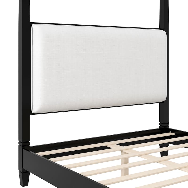 Canopy Platform Bed with Upholstered Headboard by Harper&Bright Designs