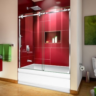 DreamLine Enigma Sky 56-60 in. W x 62 in. H Frameless Sliding Tub