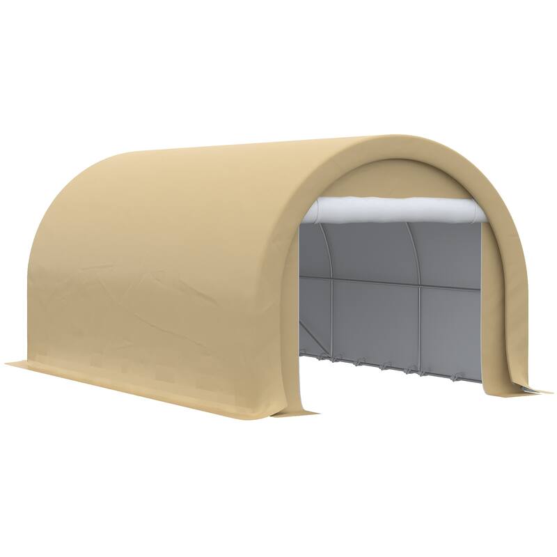 Outsunny 16' x 10' Carport, Heavy Duty Portable Garage / Storage Tent with Large Zippered Door, Anti-UV PE Canopy Cover