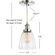 preview thumbnail 11 of 22, Ferano 5.5" Adjustable Metal/Glass LED Pendant, Chrome by JONATHAN Y