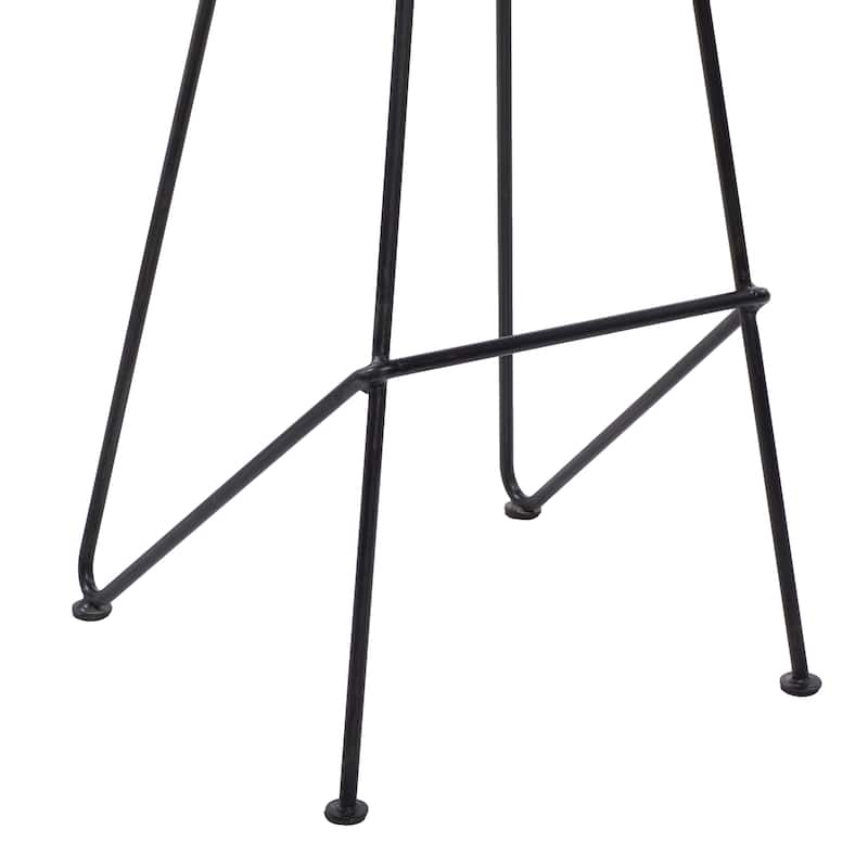 Wood Bar Stool with Wood Seat - Brown - Roche River Decor - 14"W x 17"L x 32"H